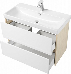Акватон Мебель для ванной Сканди 90 дуб верона, белая – фотография-4